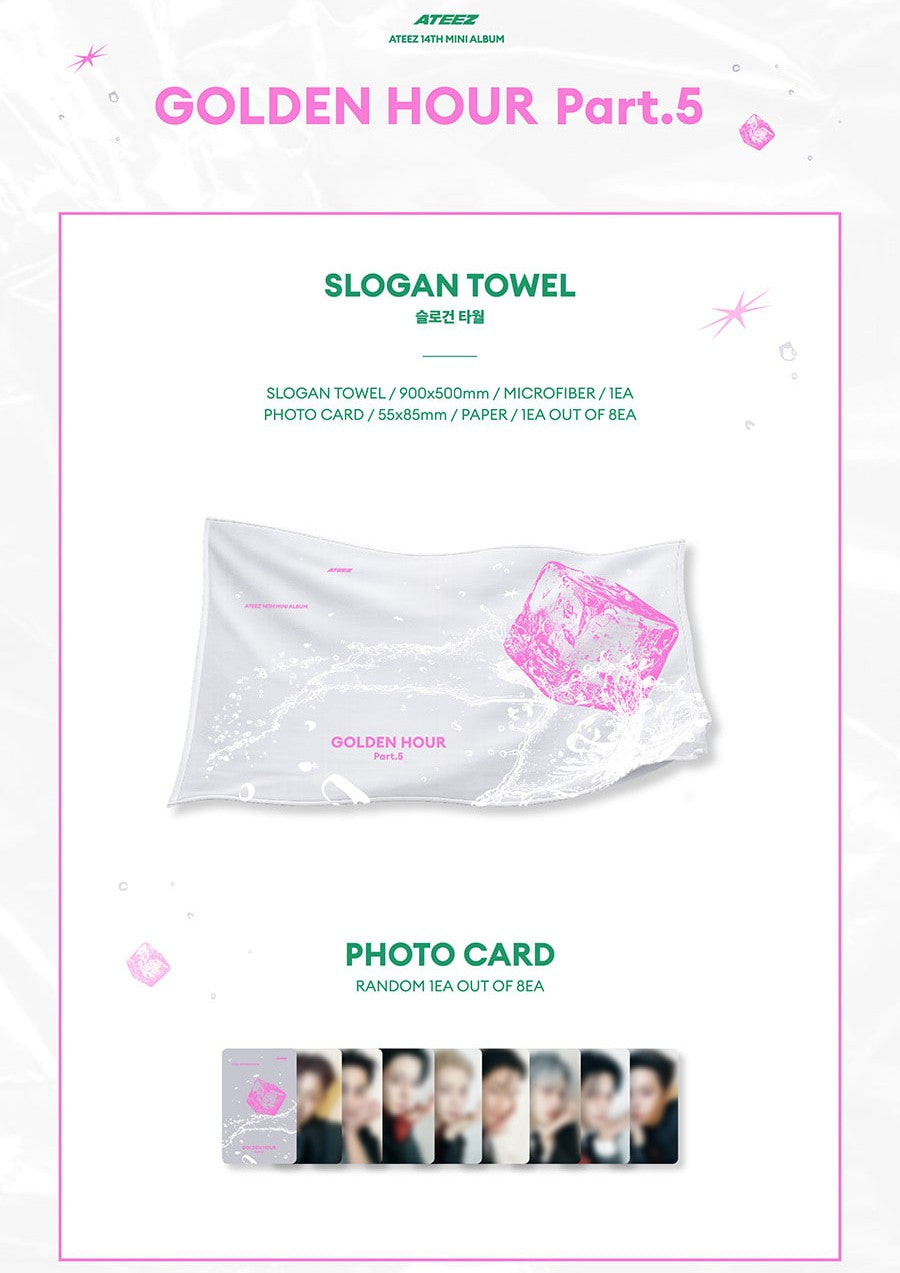 ATEEZ – GOLDEN HOUR : PART.5 POP UP OFFICIAL MD / SLOGAN TOWEL - K