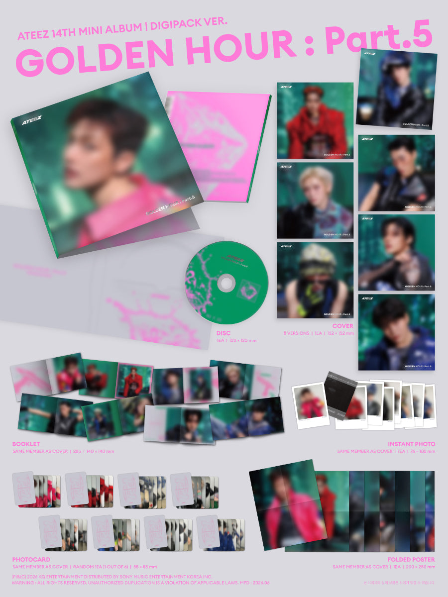 ATEEZ - GOLDEN HOUR Part.5 / Digipack Ver. *SET OF 8* - K-Pop Time