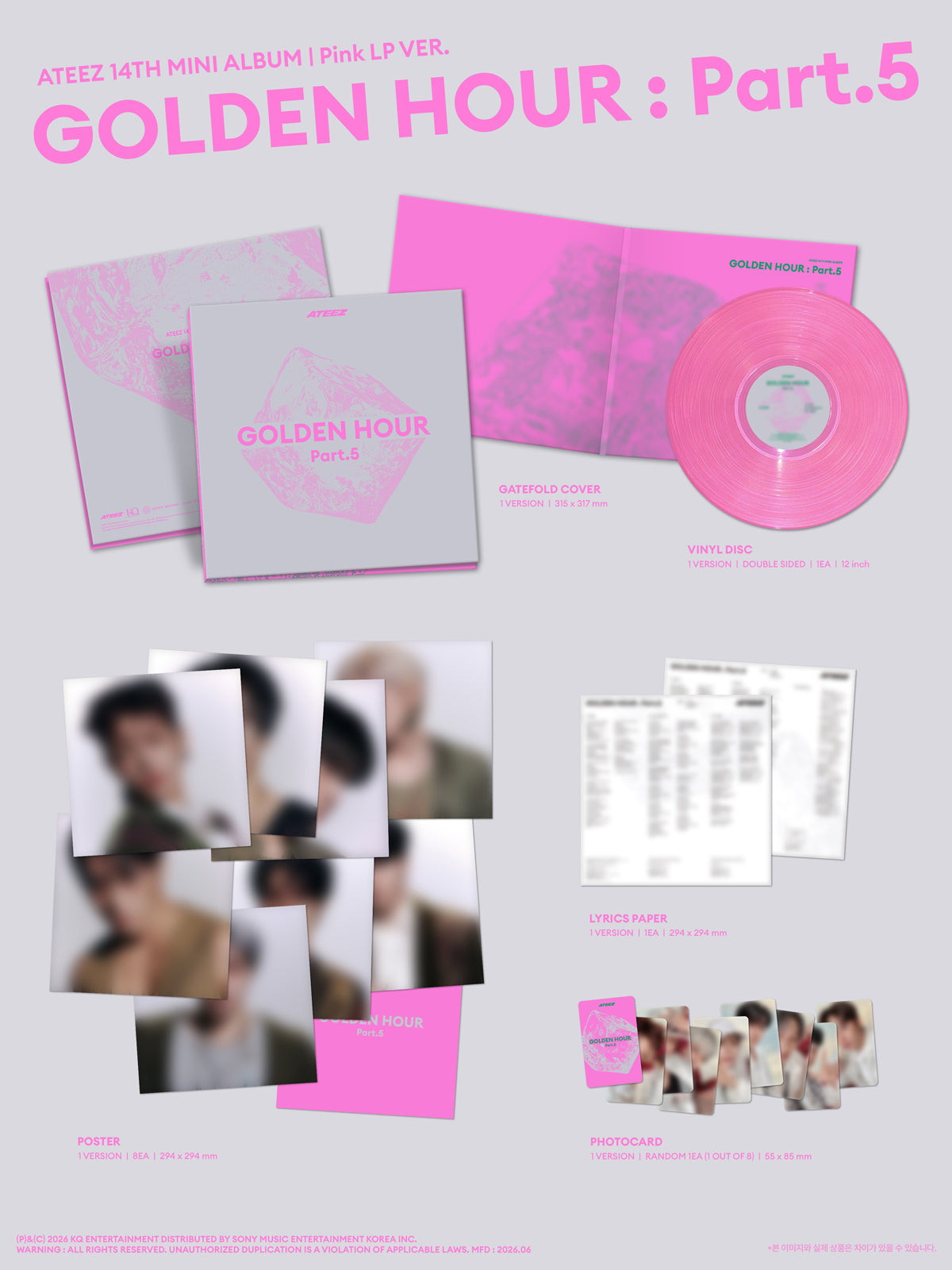 その他 ATEEZ LP ATEEZ - GOLDEN HOUR Part.5 / Pink LP (Vinyl) *LIMITED* - K-Pop Time