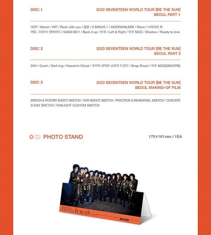 SEVENTEEN - WORLD TOUR : BE THE SUN SEOUL / 3 DVD + Weverse Gift