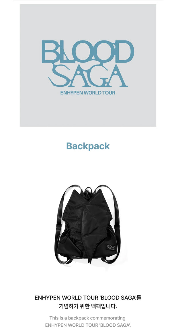 ENHYPEN - BLOOD SAGA TOUR MERCH *2ND PREORDER* / Backpack
