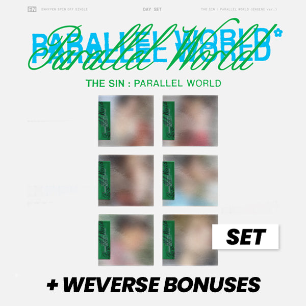 ENHYPEN – THE SIN : PARALLEL WORLD / ENGENE DAY ver. SET OF 6 + WEVERSE BONUSES *LATER DELIVERY*