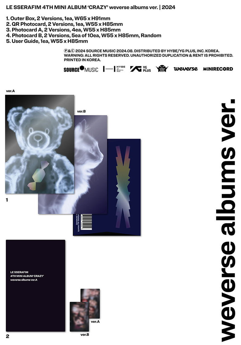 LE SSERAFIM - CRAZY / Weverse Albums Ver. (Random) - K-Pop Time