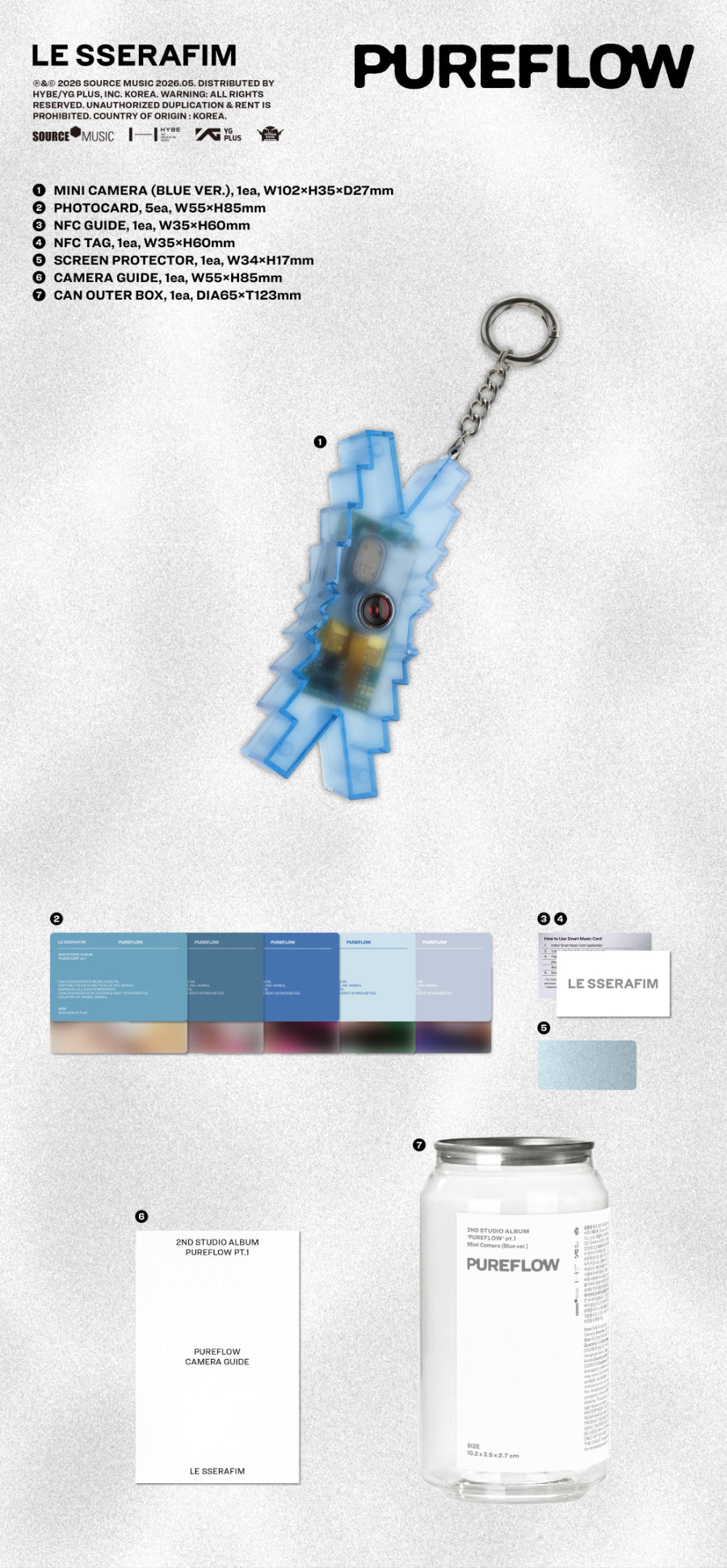 LE SSERAFIM - PUREFLOW pt.1 / Mini Camera Ver. *LIMITED* - K-Pop Time