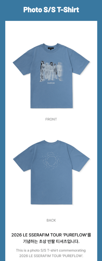 LE SSERAFIM - PUREFLOW 2026 OFFICIAL TOUR MD / PHOTO S/S T-SHIRT