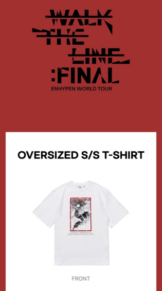 ENHYPEN - WALK THE LINE : FINAL WORLD TOUR OFFICIAL MD / OVERSIZED