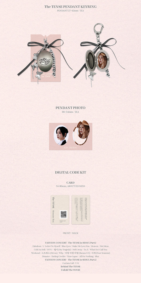 TAEYEON - The TENSE Memory Box / Concert Digital Code - K-Pop Time