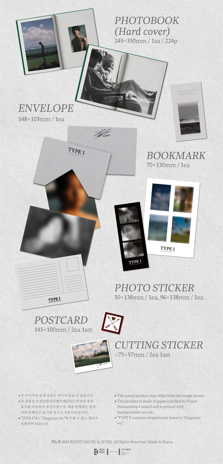 V - KIM TAEHYUNG : TYPE 1 (PHOTOBOOK / HARD COVER) - K-Pop Time