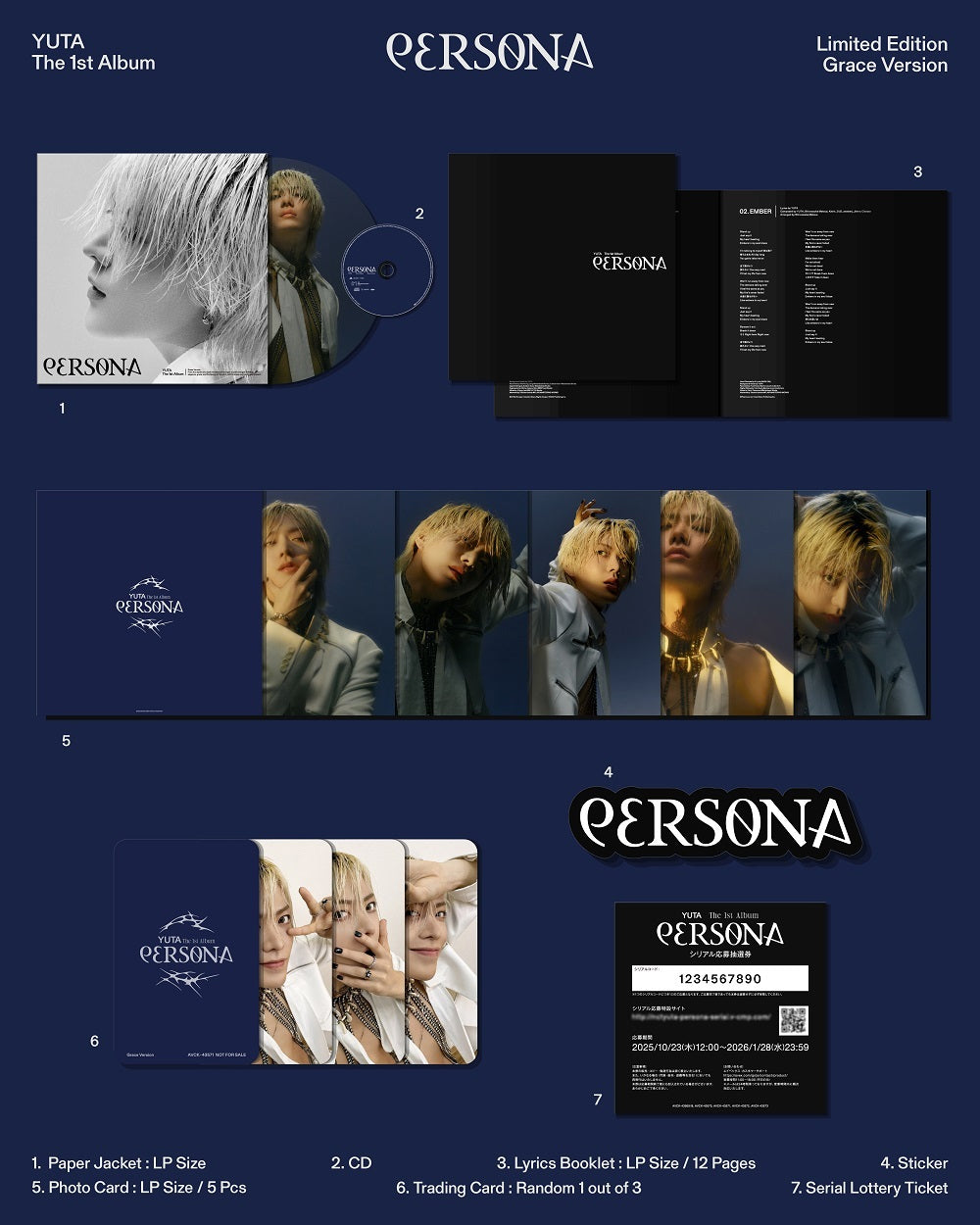 Yuta - PERSONA / Japanese Limited Edition Cardboard Sleeve (mini LP) : Grace Ver. - K-Pop Time Yuta - PERSONA / Japanese Limited Edition Cardboard Sleeve (mini LP) : Grace Ver. - K-Pop Time